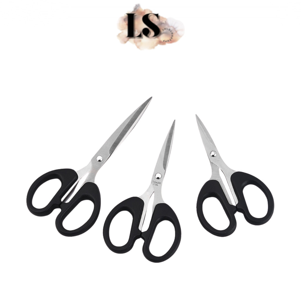 LS - Gunting Kertas Hitam Stainless Steel H1055 Super Tajam Gunting Rambut Ukuran Besar Sedang Dan K