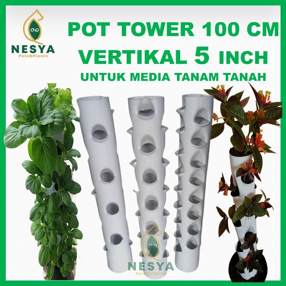 Growing Pot Tower Pot Paralon 5 Inchi Vertikultur Pot Tanaman Vertikal Garden 1 Meter