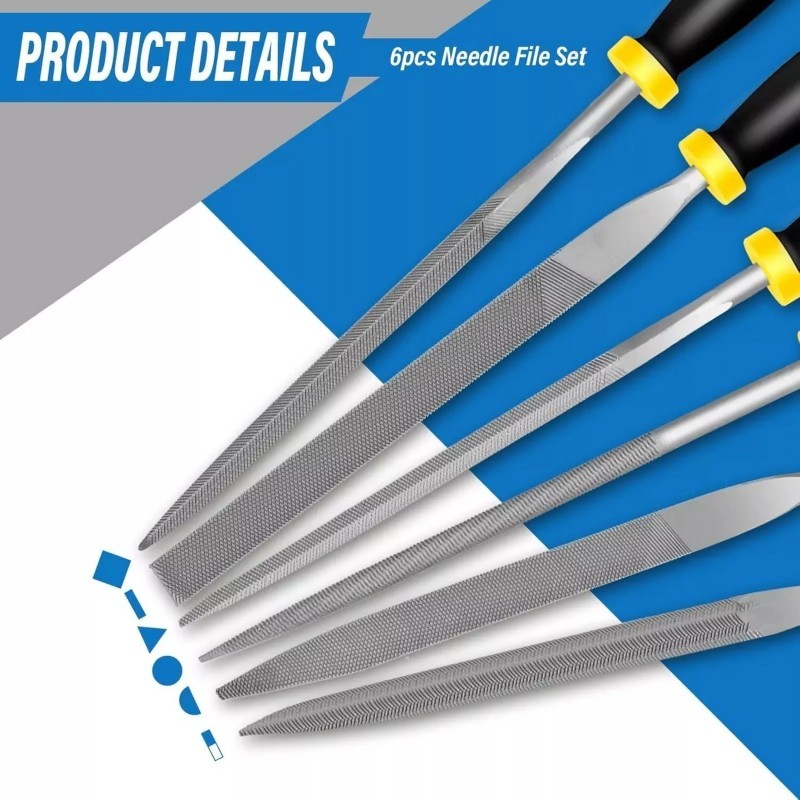 5 Pcs Kikir Besi 160Mm 180Mm Set Steel File Set Kikir Pengasah Besi Kikir Besi Flat Kikir Besi Bulat