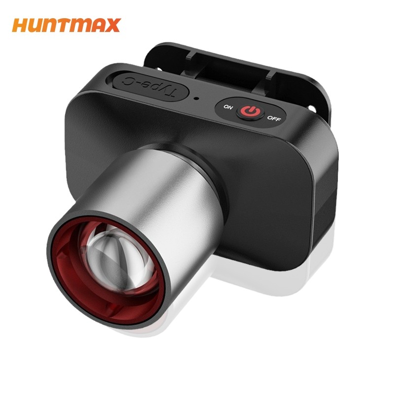 HUNTMAX Senter Kepala Cahaya/Lampu Senter Kepala Fokus & Penyebaran Zoom 60w/800lumen