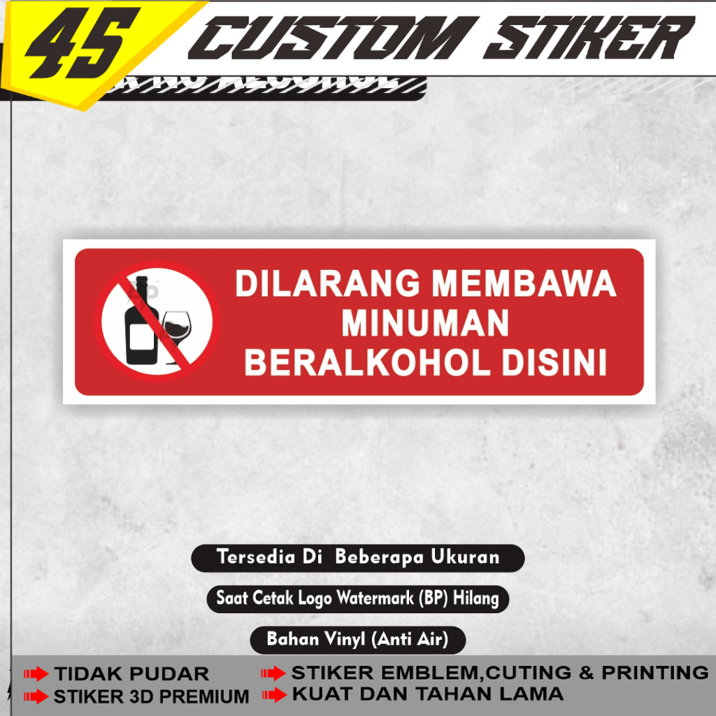 Stiker Dilarang Membawa Minuman Beralkohol / Stiker Dilarang Membawa Minuman Alkohol / Dilarang Alko