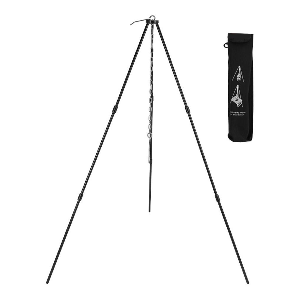 Portable Aluminum Campfire Tripod: Adjustable 105cm Cooking Support Stand Outdoor Cookware Picnic Co