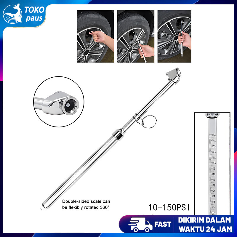 Tekanan Ban Kepala Ganda/ Alat ukur tekanan angin/ban 10-150PSI Alat Pengukur