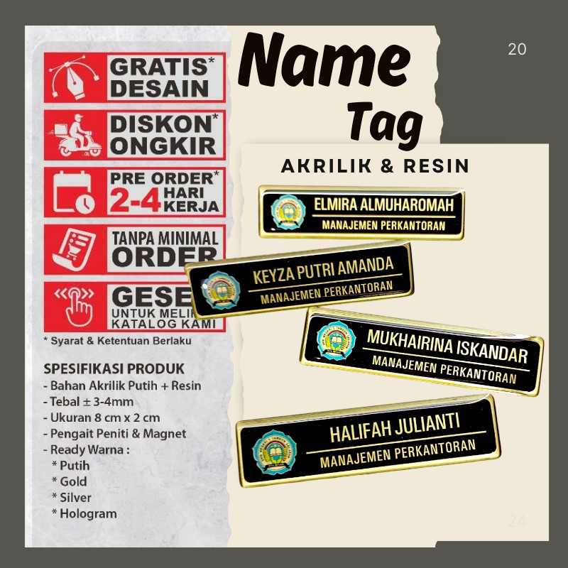 Nama Dada Plus Pin Korpri Nama Dada Kuningan Pin Korpri