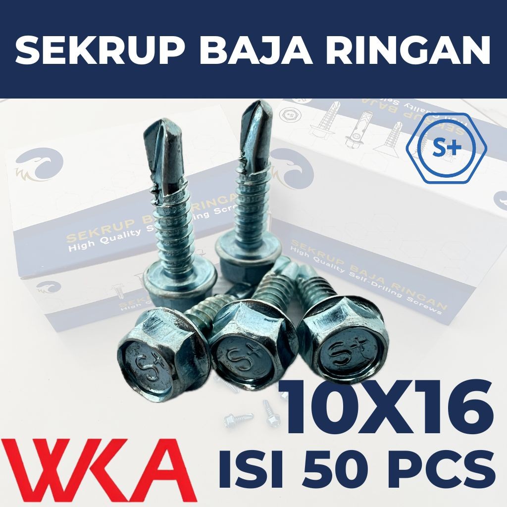 Sekrup Baja Ringan 10x16 (ISI 50 PCS) – Sekrup Seng / Baut Seng / Sekrup Baja Ringan / Metal Screw A
