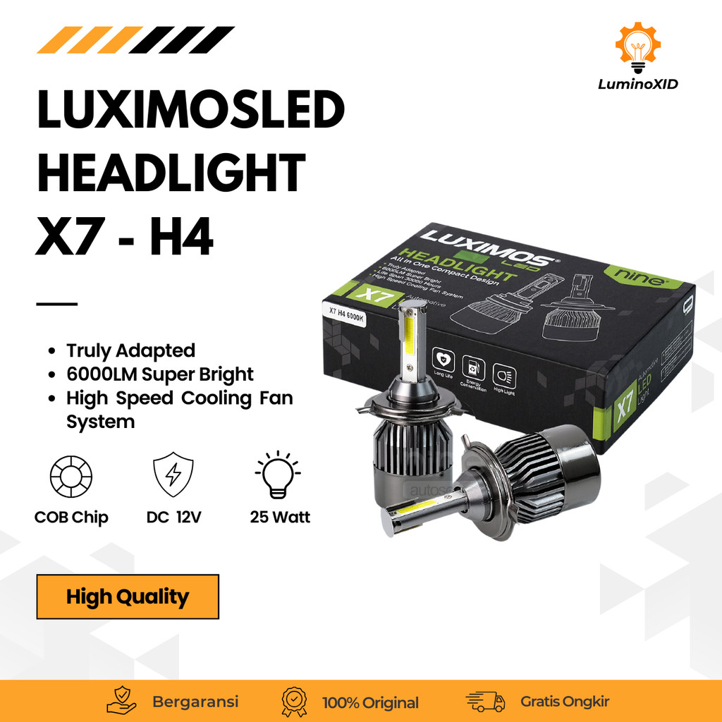 Lampu Mobil Led 50Watt H4 H11 HB3 HB4 Lampu Kabut Foglamp Headlight Super Terang PNP X7 - LUXIMOS