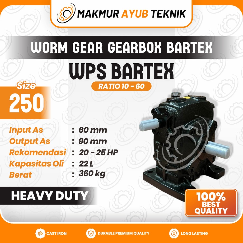 MAT | BARTEX Gearbox WPS Size 250 Ratio 10-60 Worm Gear Speed Reducer Gear Box