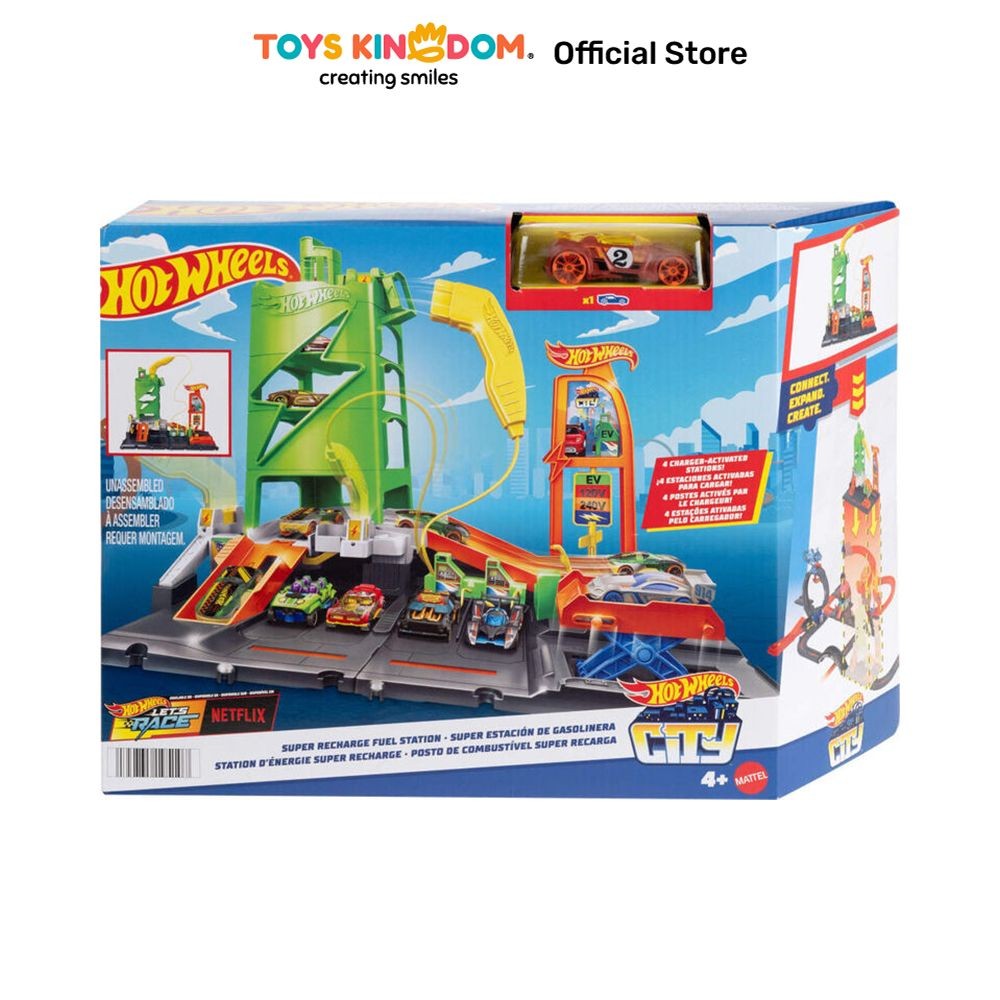 Toys Kingdom Hot Wheels Playset City Super Recharge Fuel Station - Mix Miniatur Mobil Mobil-Mobilan 