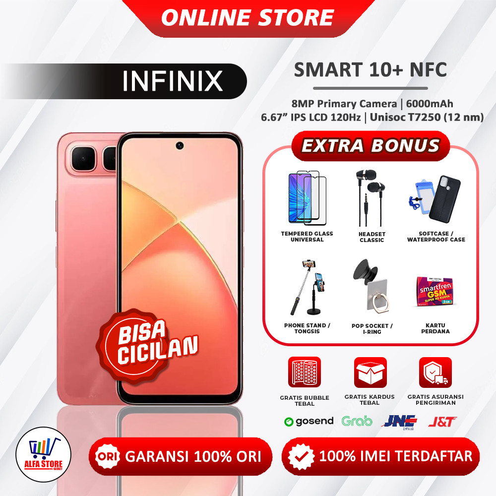 Infinix Smart 10 Plus nfc baterai 6000mah ram 8/128GB Garansi Resmi
