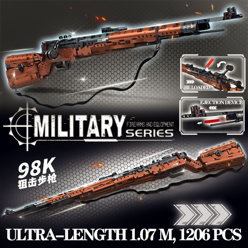 Kar98K Buig Block Model for ildren, Sniper Rifle Assemble Bricks, WW2 Weapons Series, Educational To
