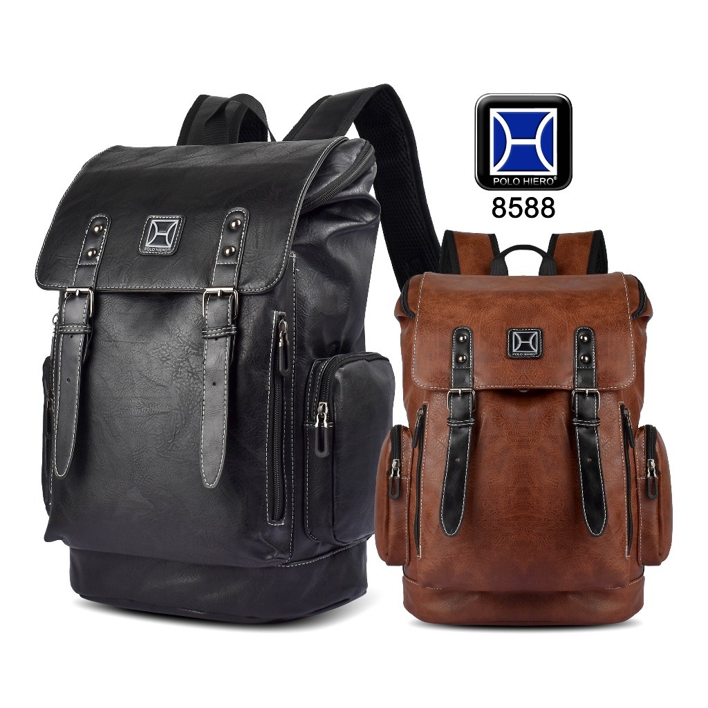 Polo Hiero Tas Ransel Kulit Polo Hiero 8588 Tas Punggung Pria Tas Ransel Laptop Sekolah