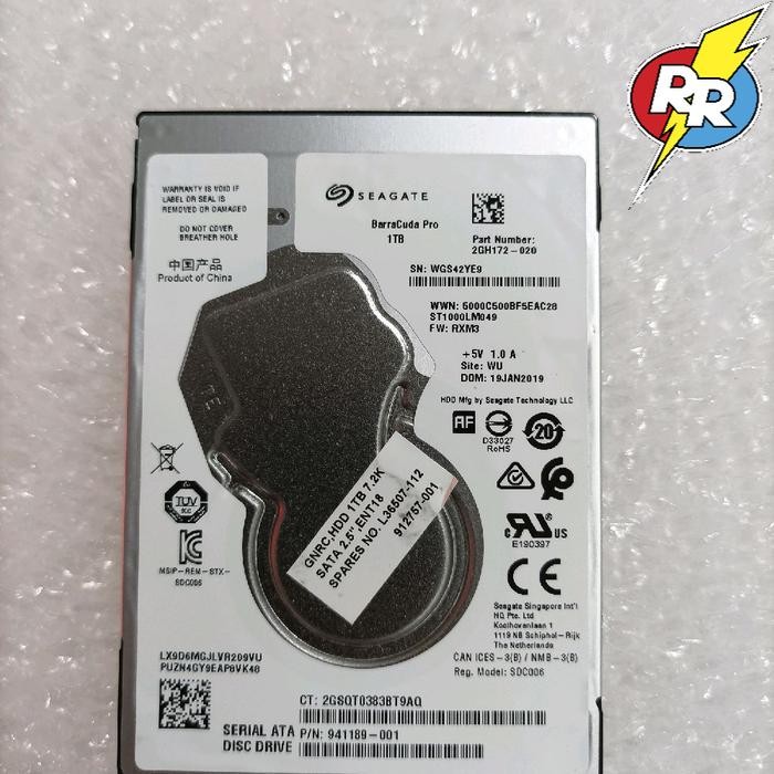 Hdd Hardisk laptop 1 TB Merk Seagate Barracuda Pro Rpm 7200 model Slim Murah