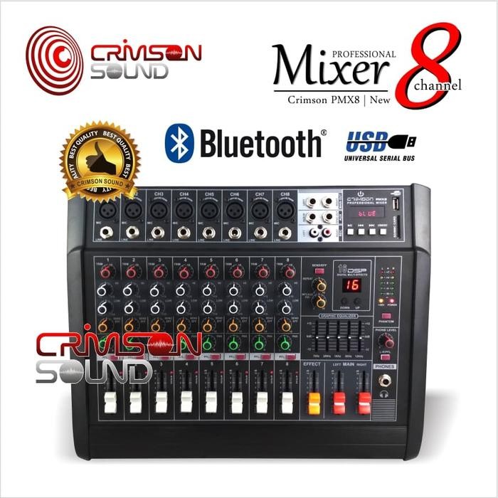 GROSIR MIXER CRIMSON 8 Channel BLUETOOTH 16 DSP PMX8