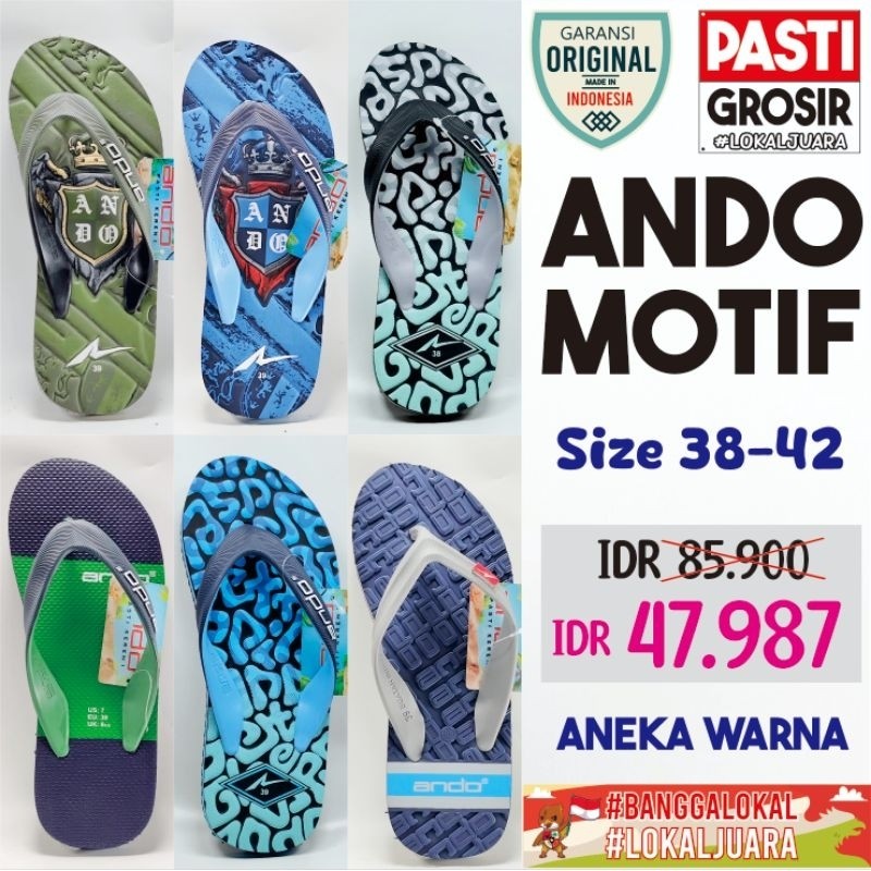 Sandal Jepit Motif Ando Neo Super 0609 Malibu Spirito Ukuran 38-42 Sandal Ando Termurah Sandal Ando 