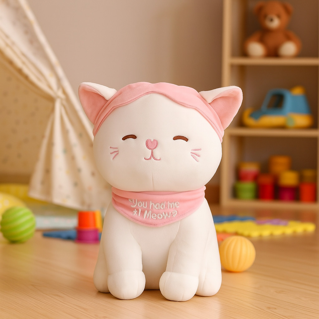 Boneka Lucu Kucing Boneka Lembut Mainan Kucing dengan Penutup Mata Kado Anak SNI