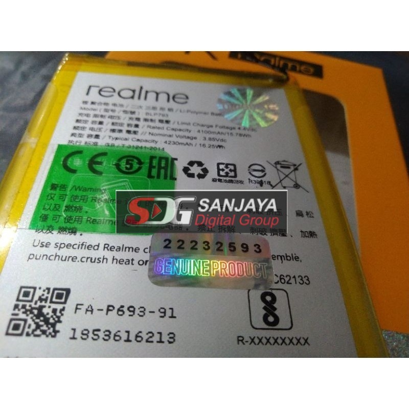 SDG RealMe BLP911 BLP-911 GENUINE Batu Batre Battery Baterai RealMe 9 RealMe 9i RealMe 9 Pro RealMe 
