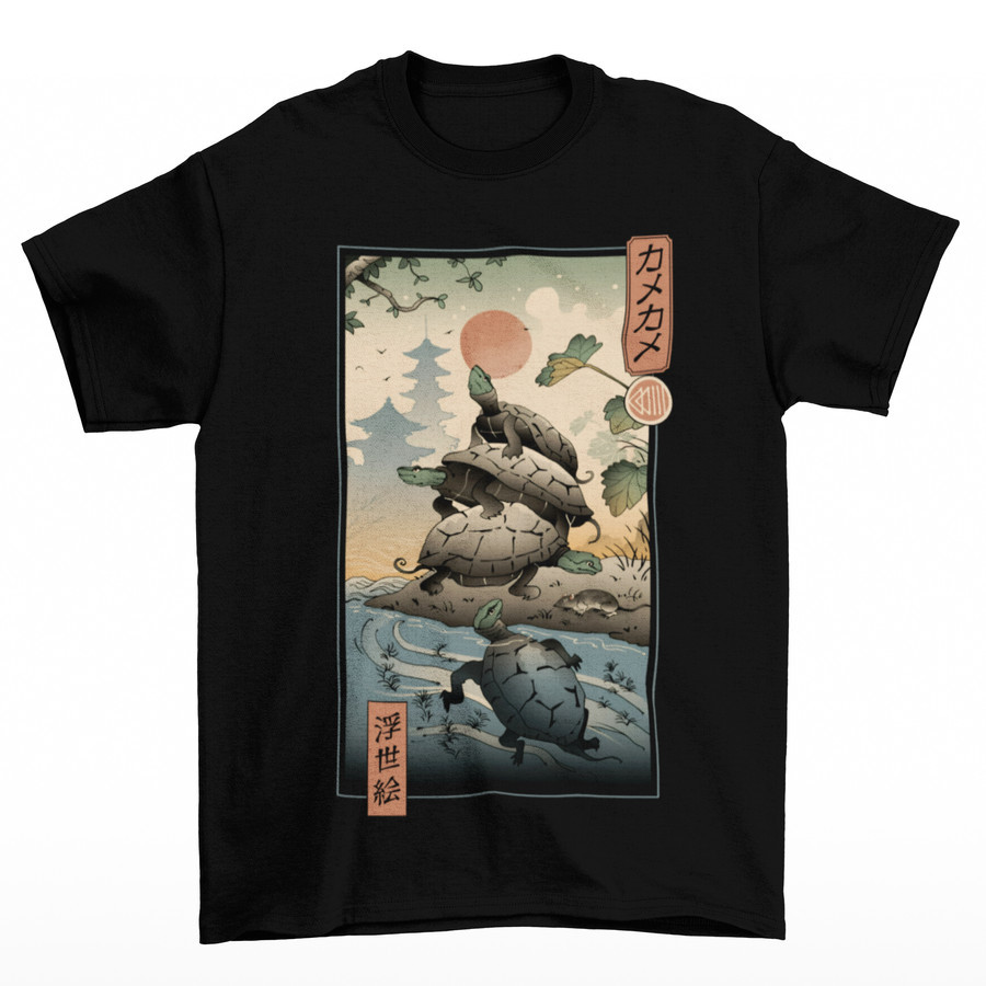 T-Shirt Kaos Unisex Kame Kame Ukiyo-e