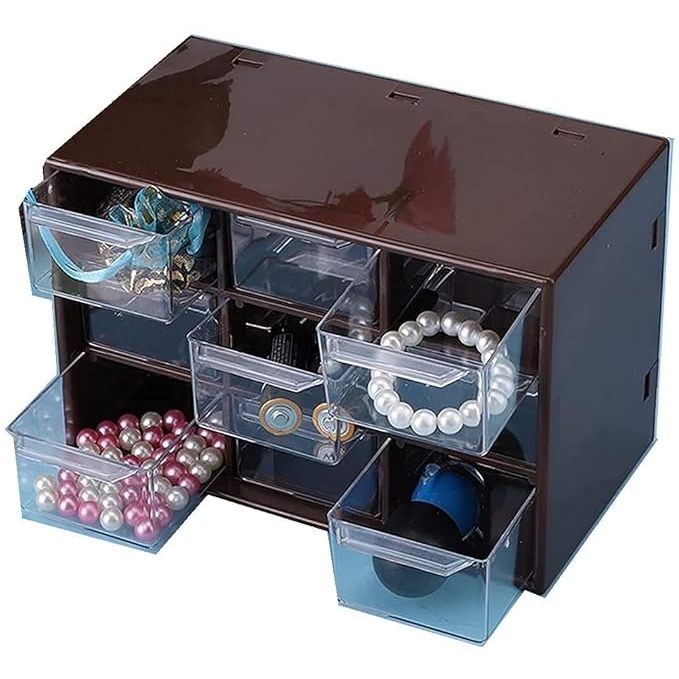 Vrooky Kotak Laci Perhiasan Aksesoris Serbaguna 9 Sekat / Laci Mini Storage Box Multifungsi  / Laci 