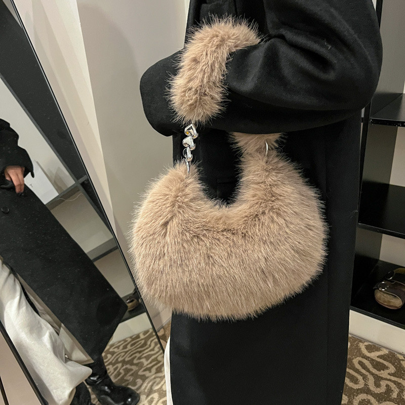 TasBagus COD Tas Mewah Modis Untuk Wanita, Tas Tangan Bergaya, Tas Ketiak Berbulu Untuk Wanita