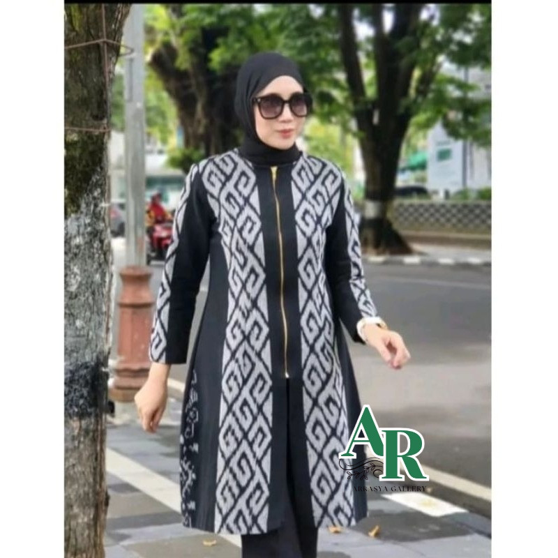 Baju Batik Tenun Couple Kekinian Kemeja Pria Motif Toraja Songket Premium Hitam