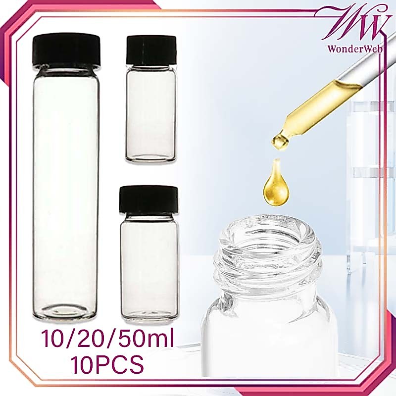 10/20/50ml Botol Kaca Tutup Ulir 10pcs Botol Kaca Mini Botol Kaca Kecil Universal Botol Sample Parfu