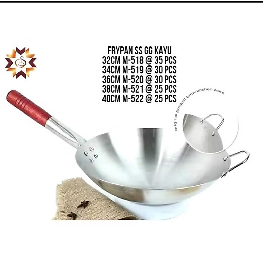 Wajan Penggoreng Wok Pan Stainless