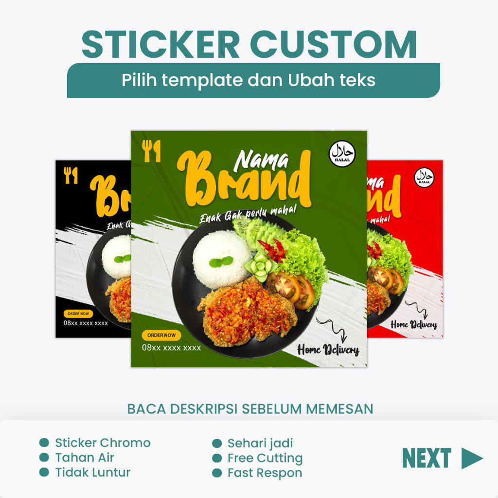 Cetak Sticker Lebel Makanan | Stiker catering Ayam Geprek stiker chromo | logo 17
