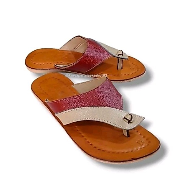 Sandal flat wanita, Sandal wanita kulit asli, Sandal kulit magetan *karyapahalaeksekutif2*