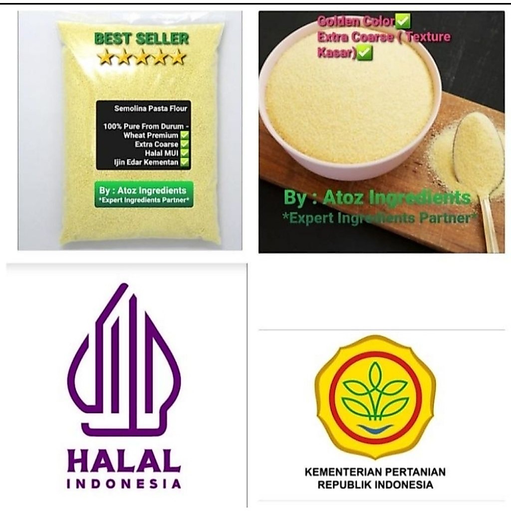 Semolina Pasta Flour Premium 100% 1Kg /  Tepung Semolina Premium 1kg