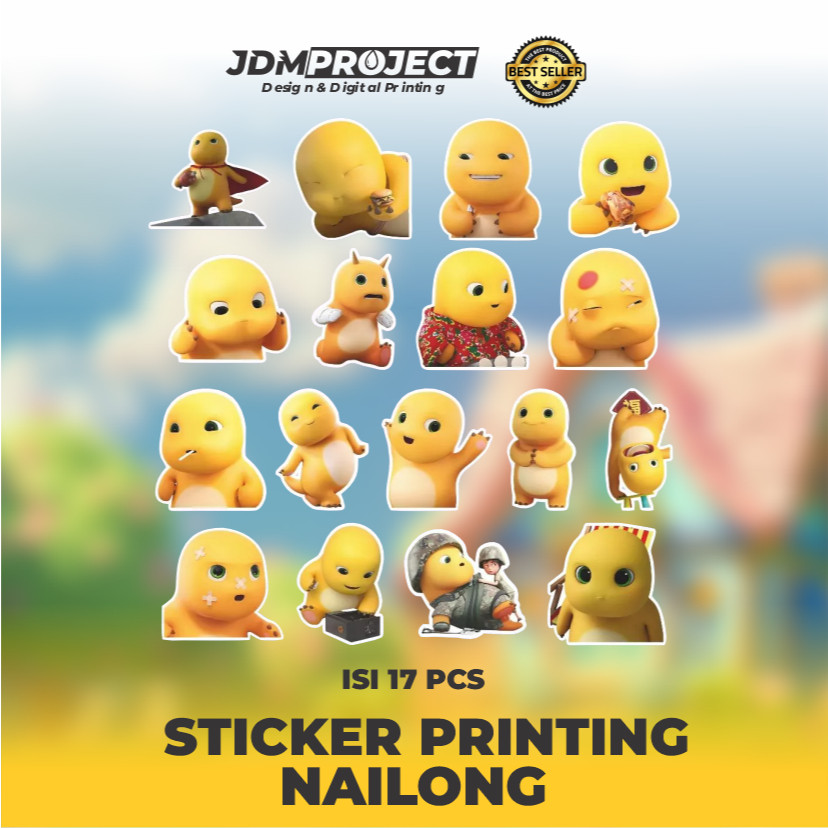 JDM 4 - Sticker Cute Nailong Dinosaurus Kuning Lucu | Stiker Vinyl | Waterproof | Awet