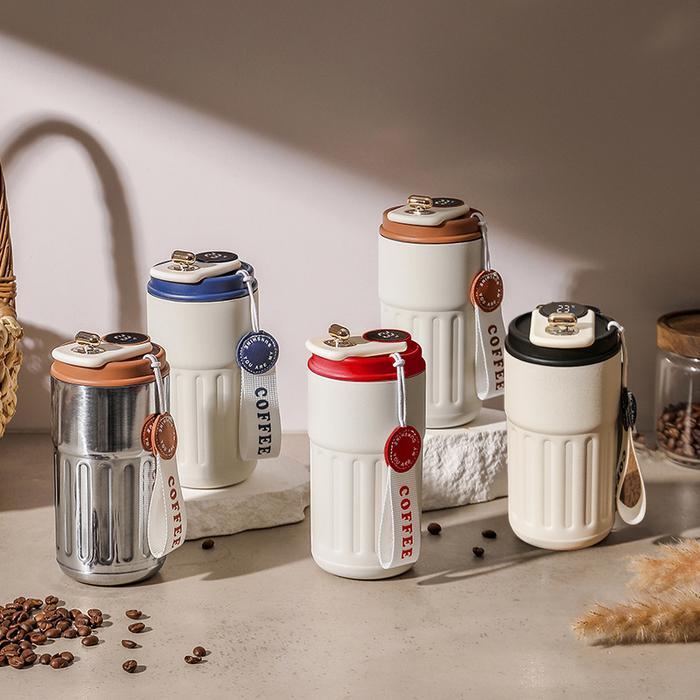 TUMBLER KOPI TAHAN PANAS/TUMBLER TEMPERATUR SUHU DIGITAL AESTHETIC TAHAN PANAS 24 JAM 450ML HN 136 -
