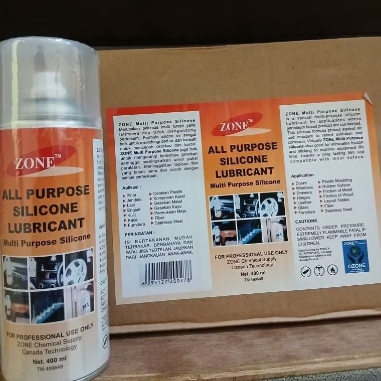 SILICONE SPRAY ZONE 400ML PENGILAP BAHAN LOGAM KARET PLASTIK ZONE