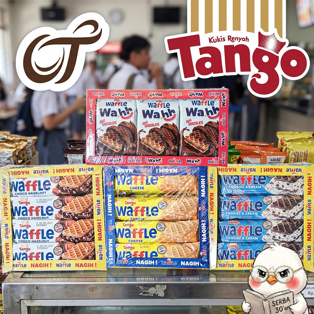 TANGO Waffle Choco Hazelnut Cheese Cookies Cream Wahh Chocolate Cookies Emoji 12 Pcs Snack Wafer Bis