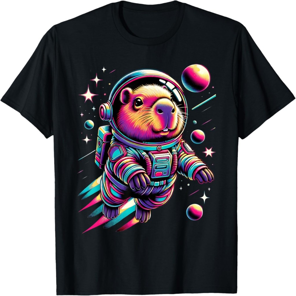 Cute Space Capybara Funny Capybara Atronaut T-Shirt