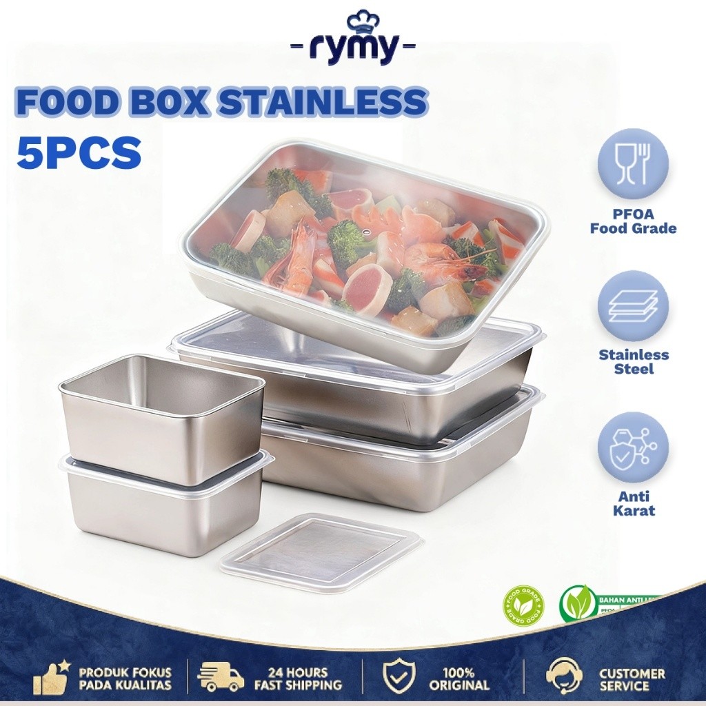 FOOD BOX STAINLESS 304 Tempat Wadah Makanan Kontainer Makanan Sayuran tempat sayur stainless Kotak S