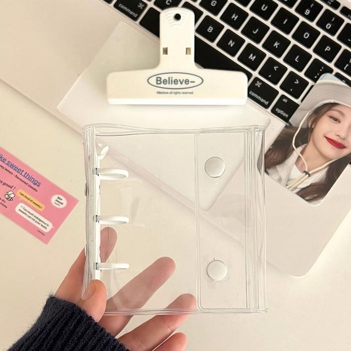 Binder mini 3 ring journal scrapbook diary binder photocard kpop notebook - White