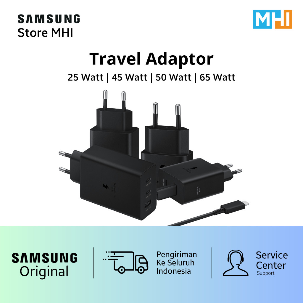 (Melati 56) Samsung Travel Adapter 25 Watt, 45 Watt, 50 Watt Duo, 65 Watt Trio, Car Duo 40 Watt Orig