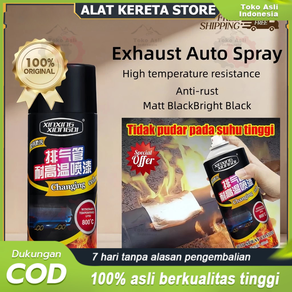 COD Cat Hi-Temp 450ML Semprot Tahan Suhu 1000°C Hitam Doff Anti Panas Knalpot Mesin Mobil Motor
