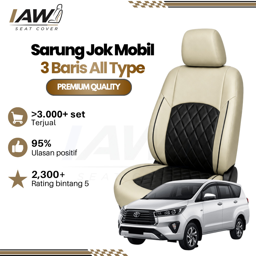 SARUNG JOK MOBIL 3 BARIS INNOVA LAMA BAHAN MBTECH CAMARO