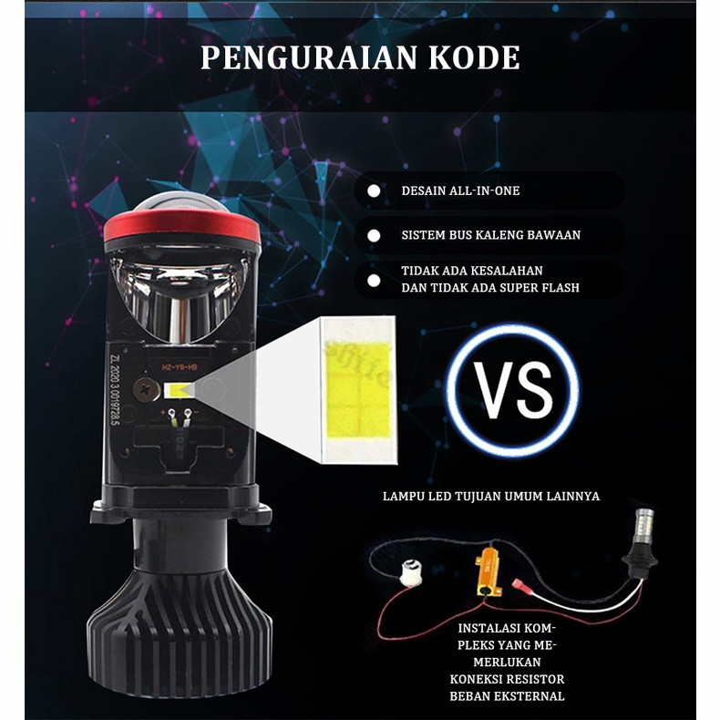 MINI PROJIE OTTO X6 MINI BILED LAMPU UTAMA MOBIL MOTOR 40WATT