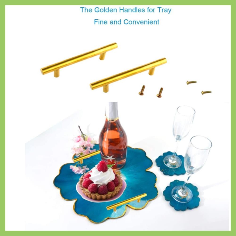 

Silicone Tray Mold, 2 Flower Cup Epoxy Molds, 2 Golden Metal Handles, Used For Trays, DIY Crafts And Home Decoration