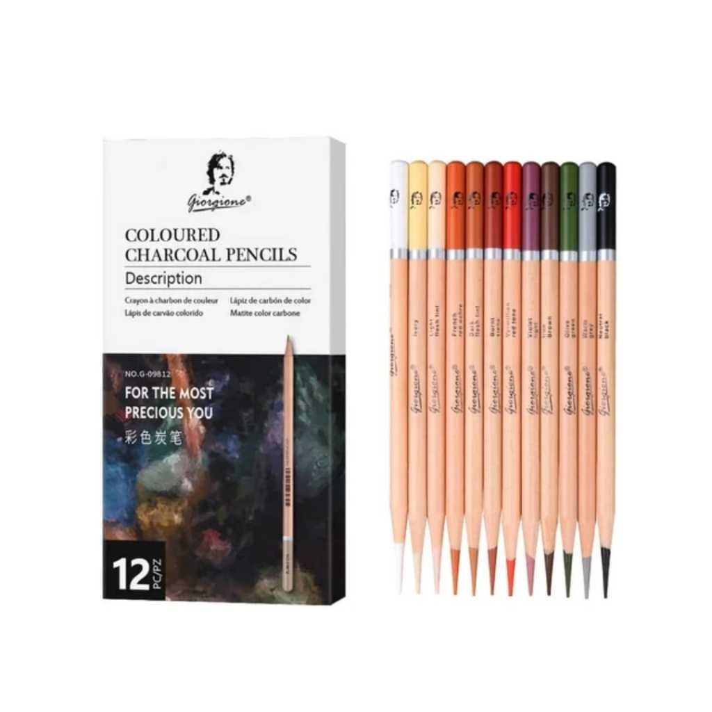 

Giorgione coloured charcoal pencils/pensil arang berwarna set 12 warna G-09812