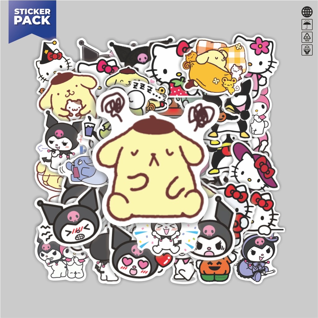 

[100PCS]Stiker Pack Stiker Kartun Sanrio Karakter Aesthetic Vinyl Anti Air Dekorasi Sticker Laptop Buku Journal Koper Helm Casing HP Gitar Helm Skateboard