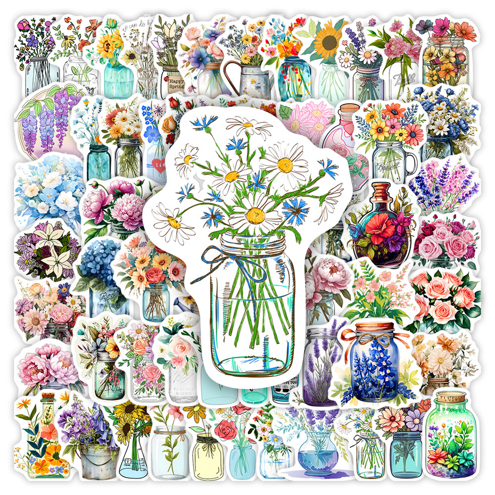 

Aesthetic Flower Sticker Clip Art DIY Toys Gift for Junk Journals Laptop Phone Luggage Bottles Guitars Decorative Waterproof