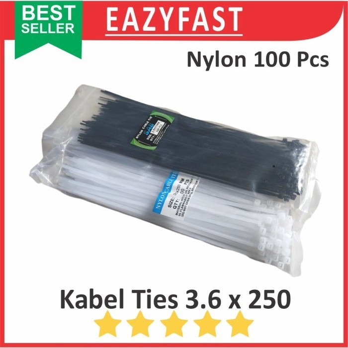 

Cable Ties 3.6x250 Hitam Putih Kabel Tis 3.6 x 250 mm Klip Tali Nylon Tie Lock Pack 250mm 25cm 25 cm