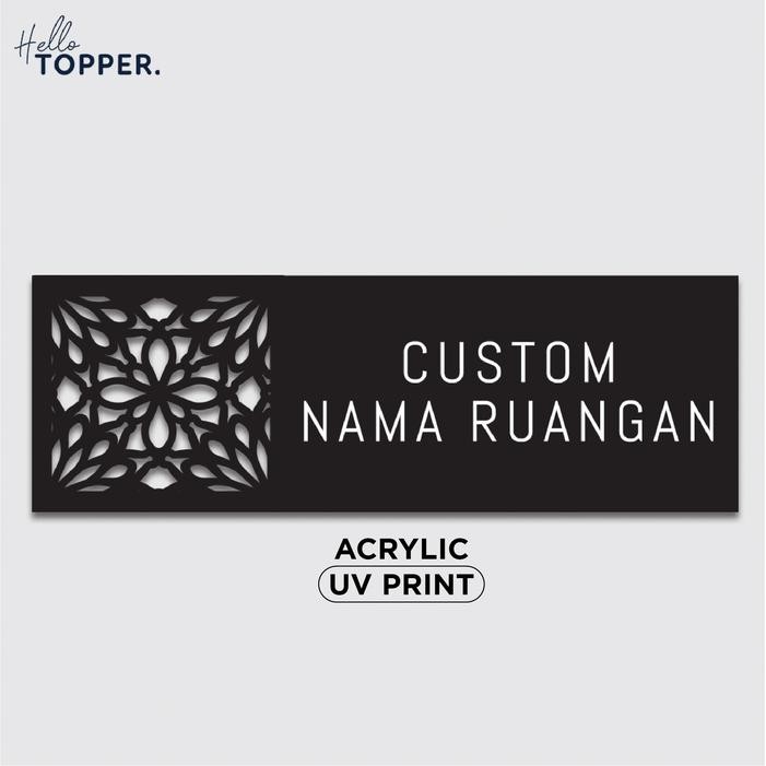 

Custom Sign Nama Ruangan Laser Cut Custom Tulisan Akrilik UV Print - Hitam, 24x8 cm