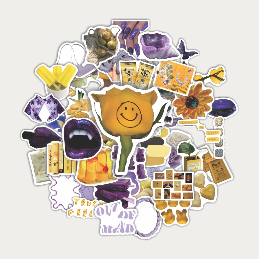 

Sticker Pack Stike Aesthetic Yellow Purple Vintage [Kuning dan Ungu] | Sticker TUMBLR | Stiker LAPTOP KOPER HELMP