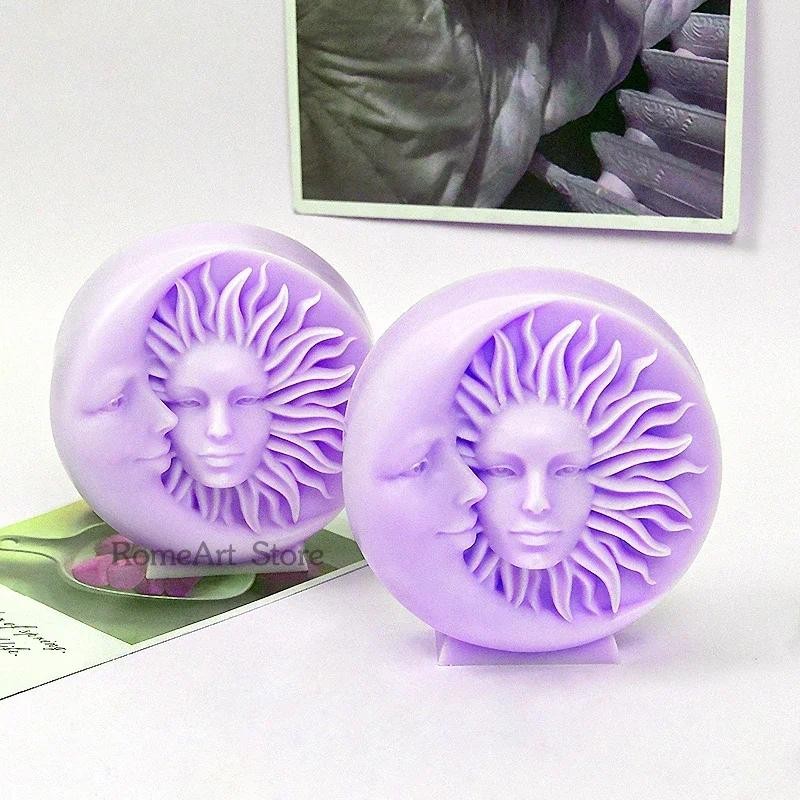 

Sun Moon Face Silicone Crafts Mold 3d Engraving Portrait Candle Plaster Soap Resin Casting Molds Family Dinner Decoration Candle
