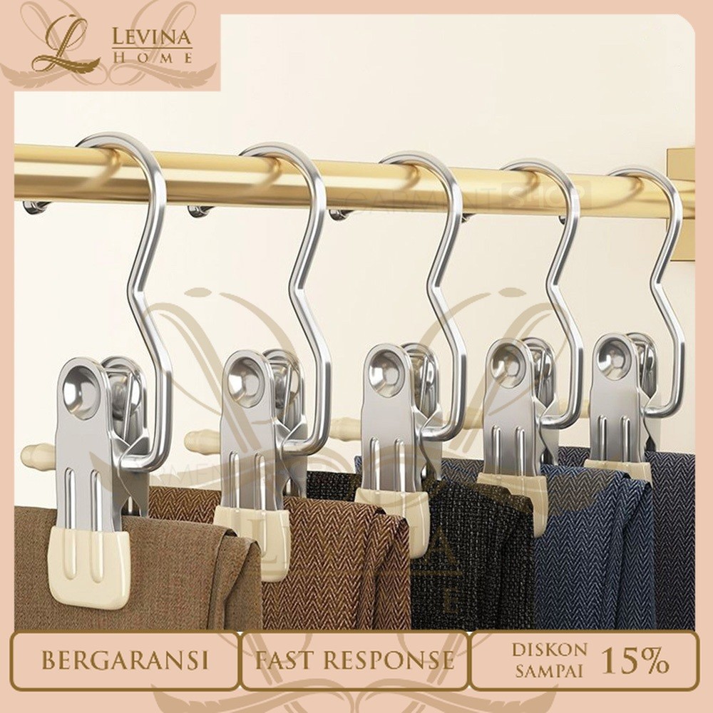 Hanger Jepitan Stainless Celana Topi Kaos Kaki Snack Lemari Display Toko Kuat Premium – Levina Home