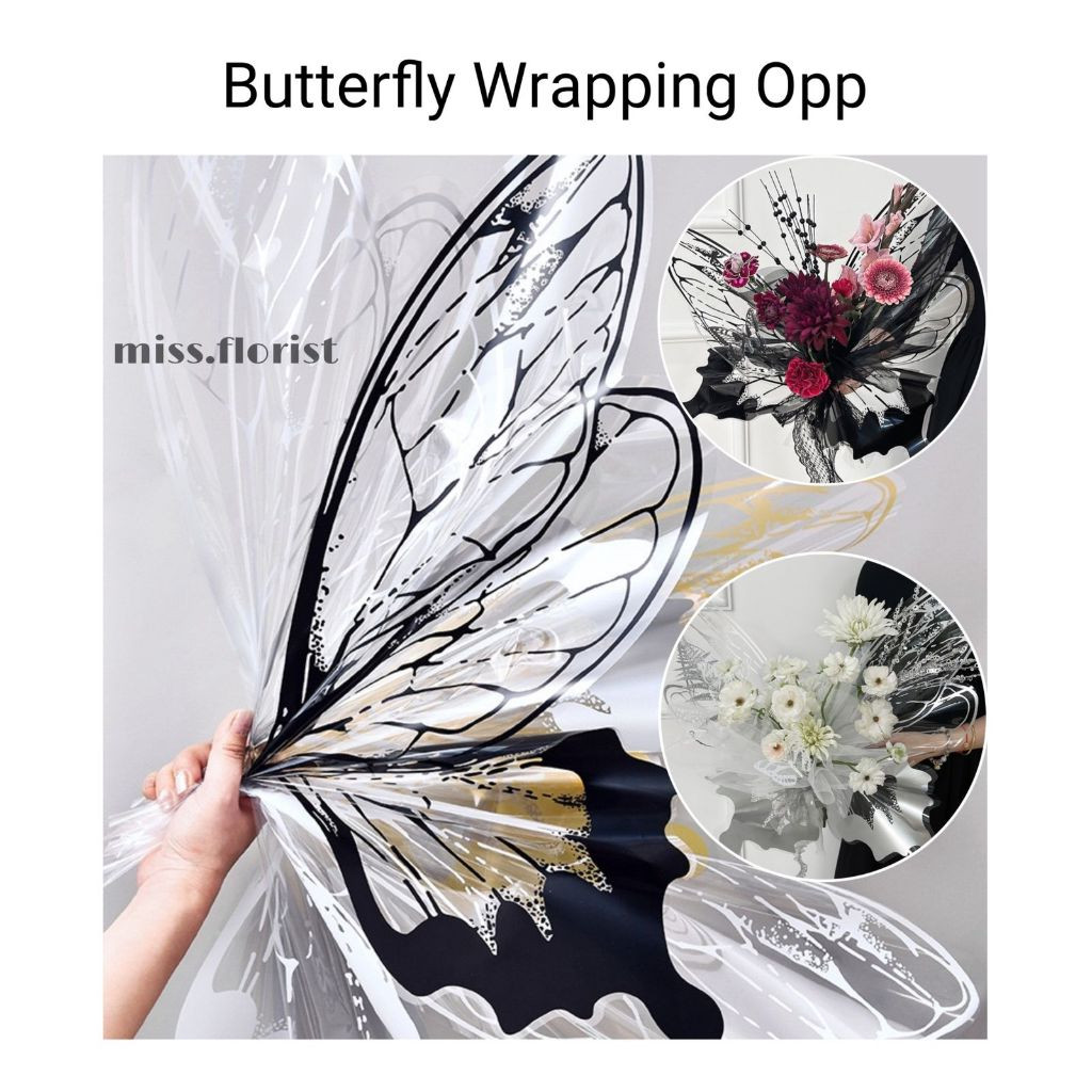 

[ 5 SET / 5 PASANG] 038. Transparant Cellophane Kupu-Kupu /Butterfly /Wrapping Opp Bentuk Kupu-Kupu / Cellophane kertas buket kupu-kupu